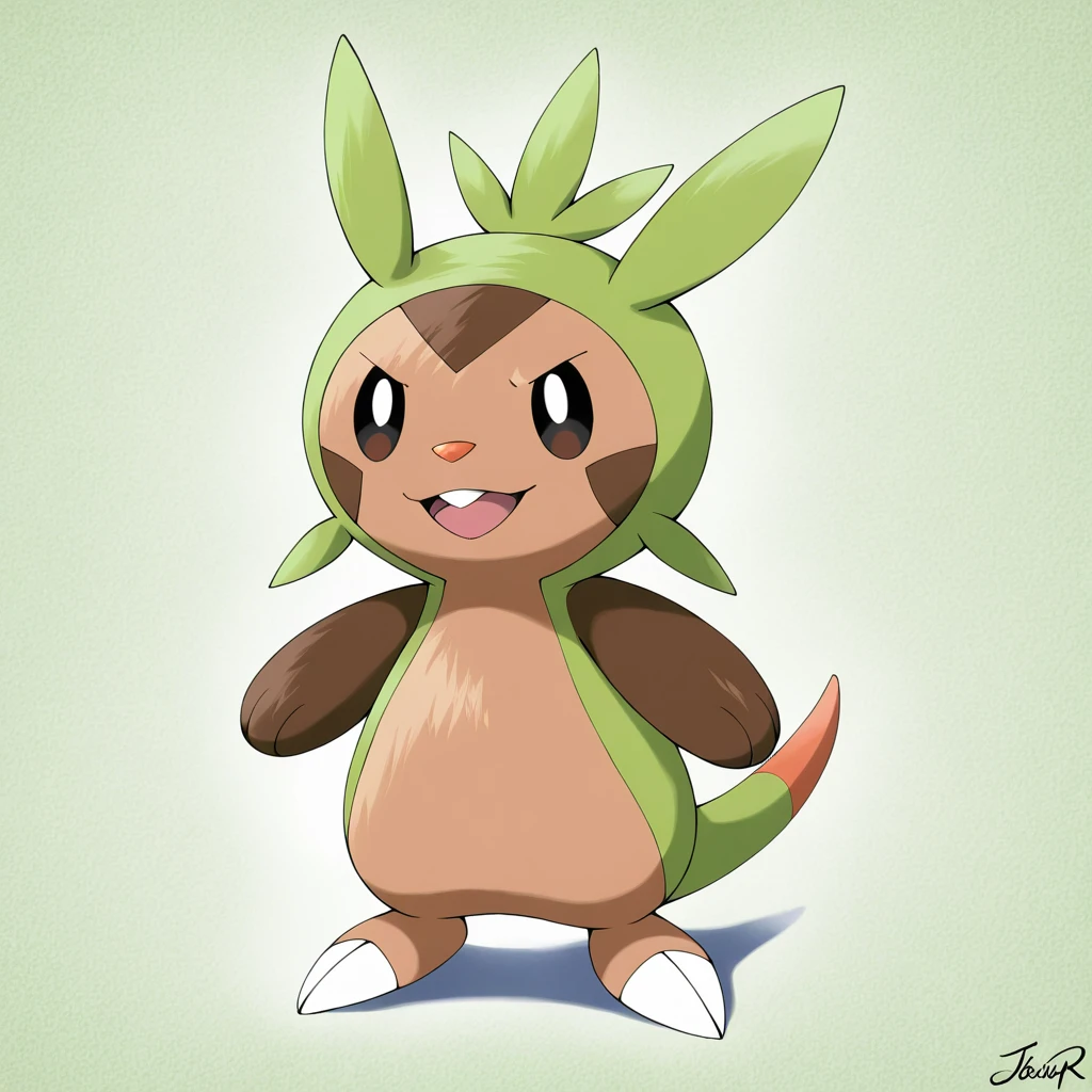 The Pokemon Chespin, male, cute, bipedal, no background, anime style ...