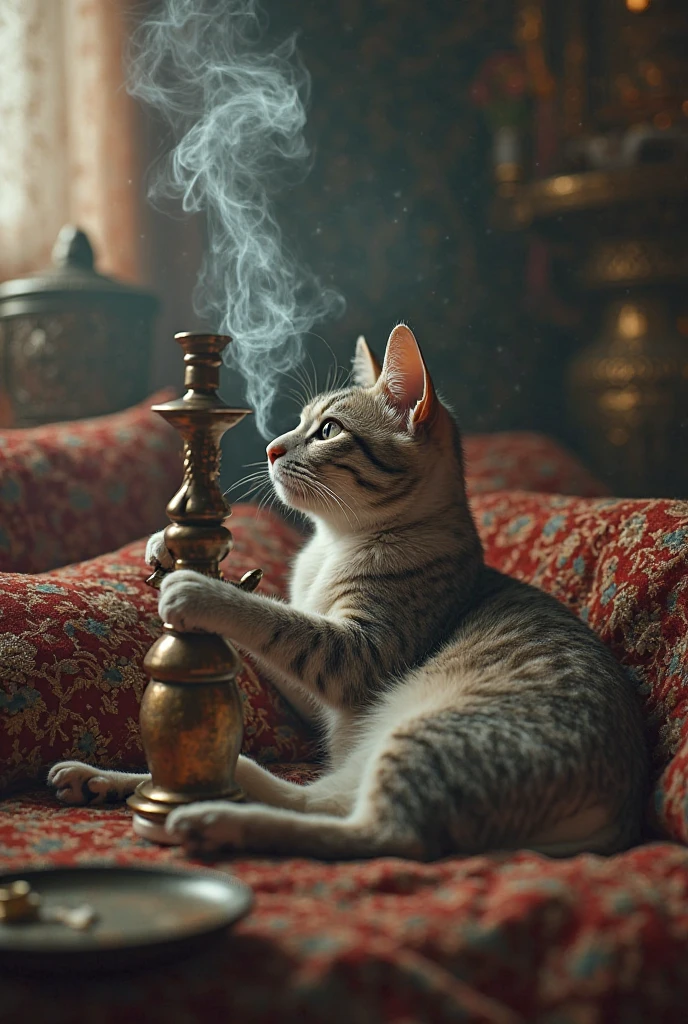Cat smoking a bunch of a weed through a bong