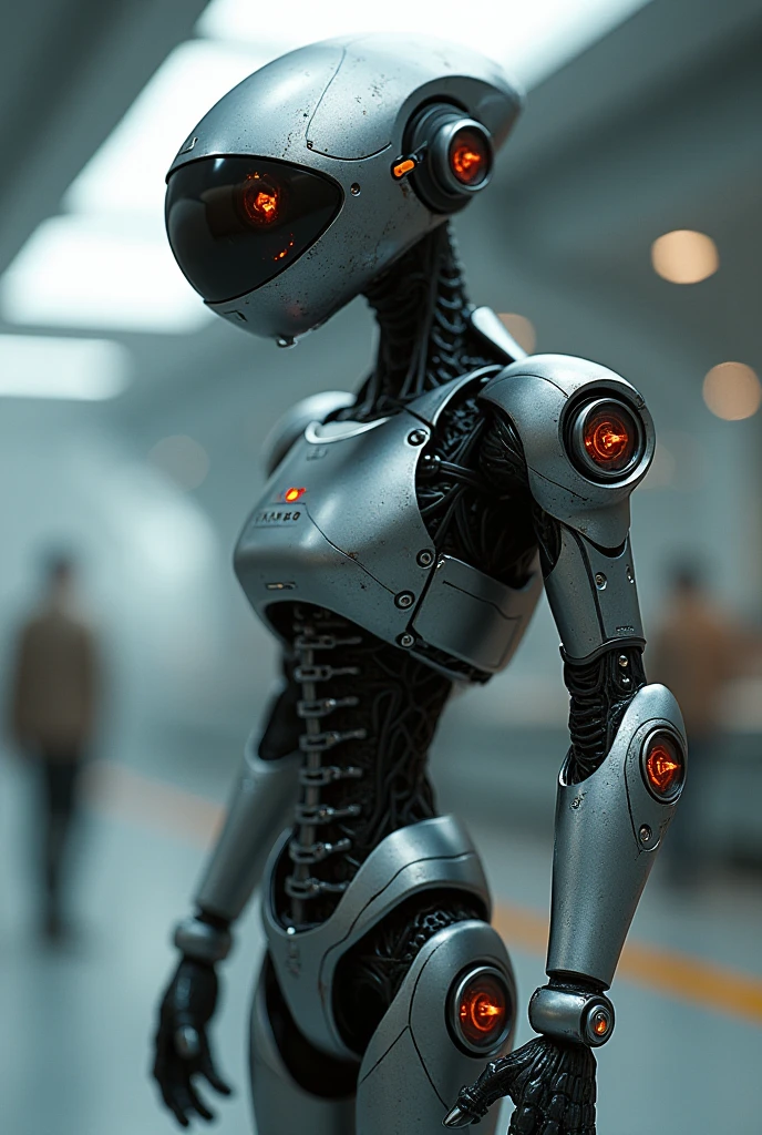 forma: Servant has a compact humanoid shape, with a polished metal body that reflects light. His arms and legs are thin, but extremely articulate, allowing precise movements.
detaileds: His eyes are glowing green crystals that blink gently as he works.. He has delicate, slender fingers, perfect for handling small, precise tools.
Design: The surface of Servo is adorned with runes that glow faintly when it is active., indicating the magic that fuels its functions. Its joints are covered by flexible metal plates that prevent dust or debris from entering..