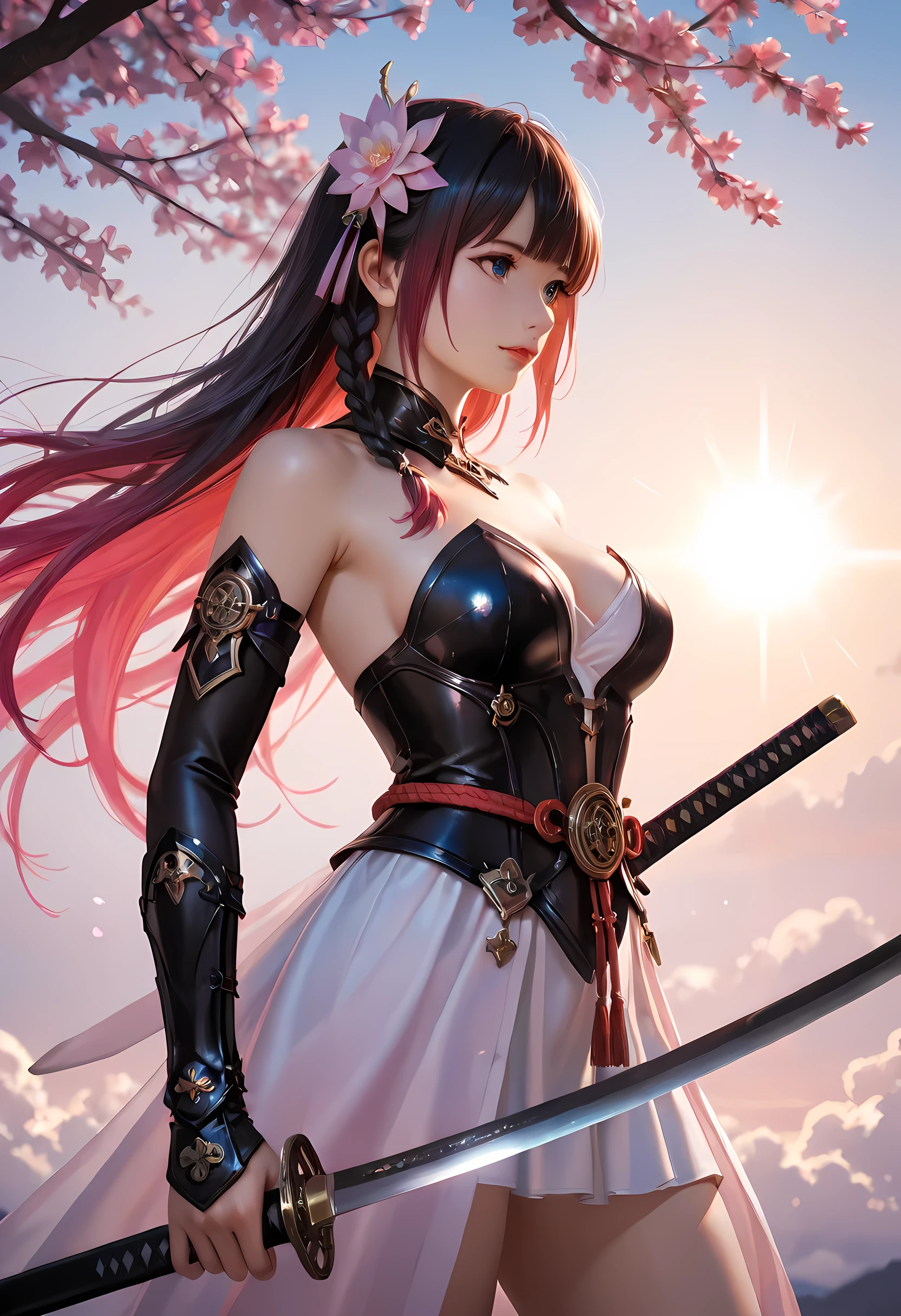 best quality,4k,8k,highres,masterpiece:1.2,ultra-detailed,realistic:1.37,oriental ninja girl,beautiful detailed eyes,beautiful detailed lips,extremely detailed eyes and face,longeyelashes,2girls,ice power ninja suit,black sleek mask,swift and agile movements,fierce and determined expression,striking black hair flowing in the wind,traditional Japanese setting,Japanese cherry blossoms in full bloom,twilight setting with soft golden light,subtle glow around the girl,ethereal and mystical atmosphere,traditional samurai sword,icy blue aura surrounding the girl,shimmering ice crystals floating in the air,reflective ice armor with intricate details,subtle hints of snowflakes in the background,dynamic pose showcasing her ninja skills,dramatic shadows emphasizing her stealth,enthralling combination of beauty and strength,subtle color palette with hints of red accents to symbolize passion and power