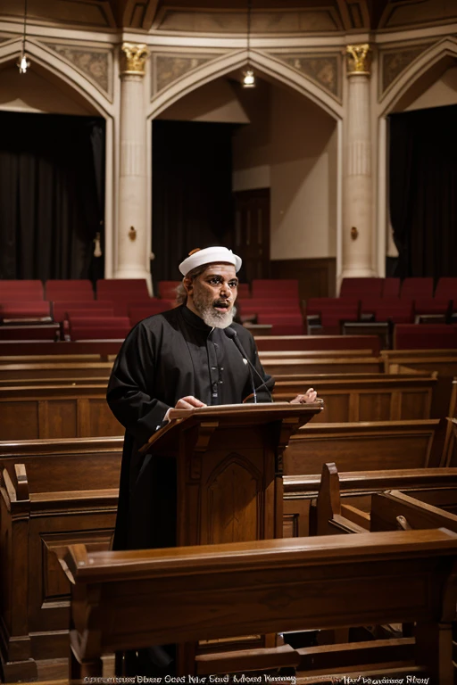 Full photo beautiful 40 years old Maulana normal cap with mic realistic image