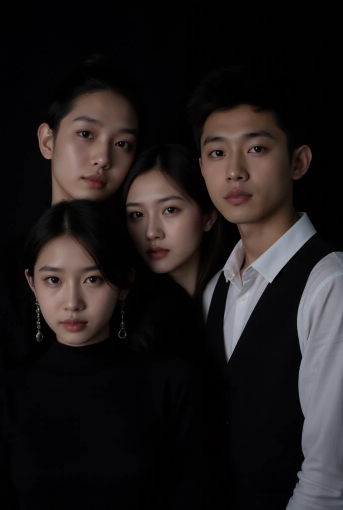 they are posing for a picture in the mountains at night, korean artist, portrait of two people, couple portrait, couples portrait, promotional portrait, lovely couple, taken with canon 5d mk4, ruan jia and fenghua zhong, shot with canon eoa 6 d mark ii, with stars, 60mm portrait, 7 0 mm portrait, moonlight, psychedelic, Auroracore, Ghostcore, upper body shot, Substance 3D, Faded, tiles, khaki colors, Haussmann Paris, incandescent lighting, Hyperrealistic textures, intricate details, architectural visualization, Corona render, 8k