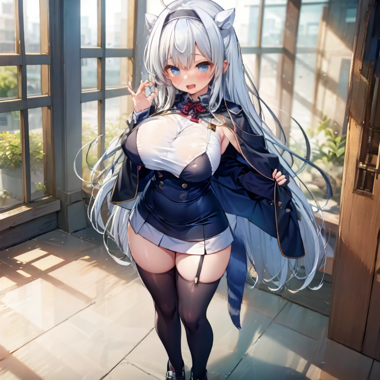 (8k, Realistic, RAW Photos, Highest quality, (from below:2), View your viewers: 1.3), (Fox Girl, Fox Ears, Silver Hair, One Girl, Long Hair, (Alone on the screen, dark skin), High definition:1.6), (Blue clothes, Bikini armor(LECO):1.8), (Body measurements are 99-55-77!, Height: 145cm, Nice body, Big Breasts, slender, muscle, (Stand with your legs apart, I can see the valley, bent over):1.9),(美しいface, Delicate drawing, It is written down in detail), Avatar, face, 色っぽいface, Dominant representation, naughty face, Uplifting, Skin Texture, outside, ruins, Ruined City, Broken Building, There are no people