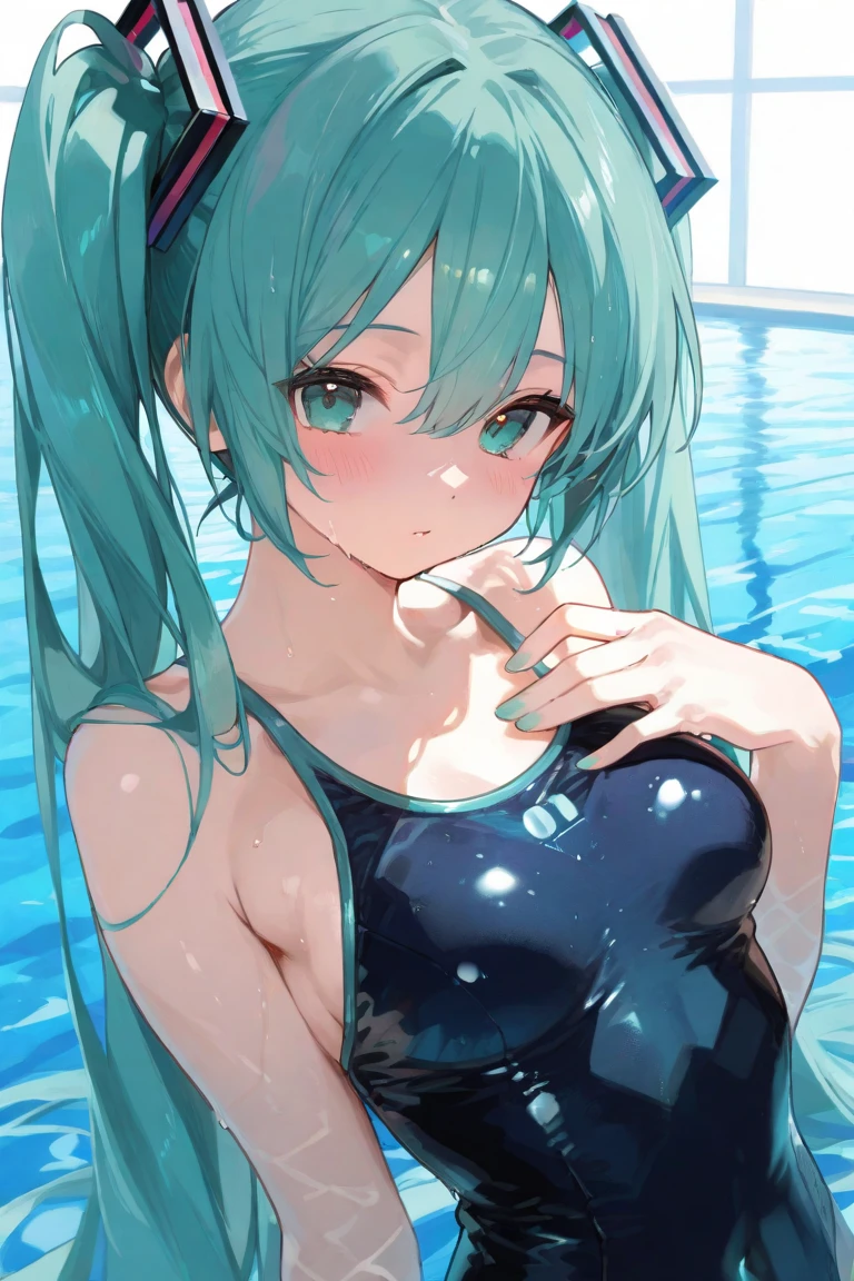 hatsune miku, getting out of the pool