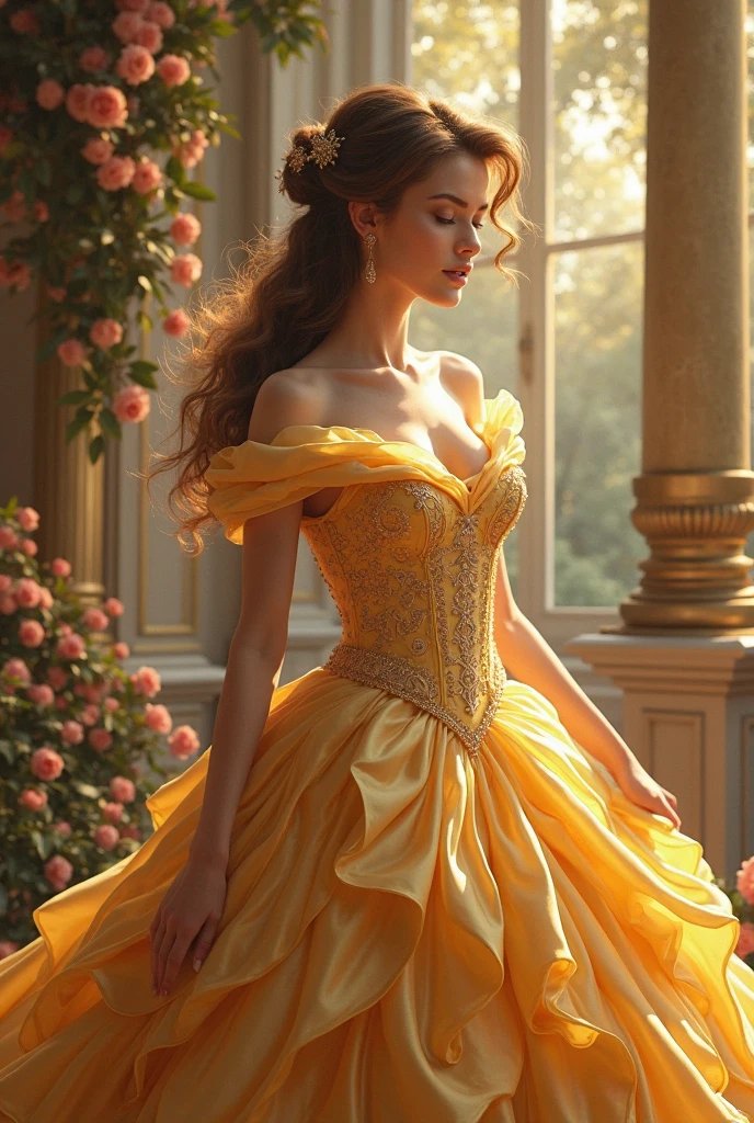 The beautiful little princess is wearing long high-heeled over-the-knee boots. The boots are seen from the side.