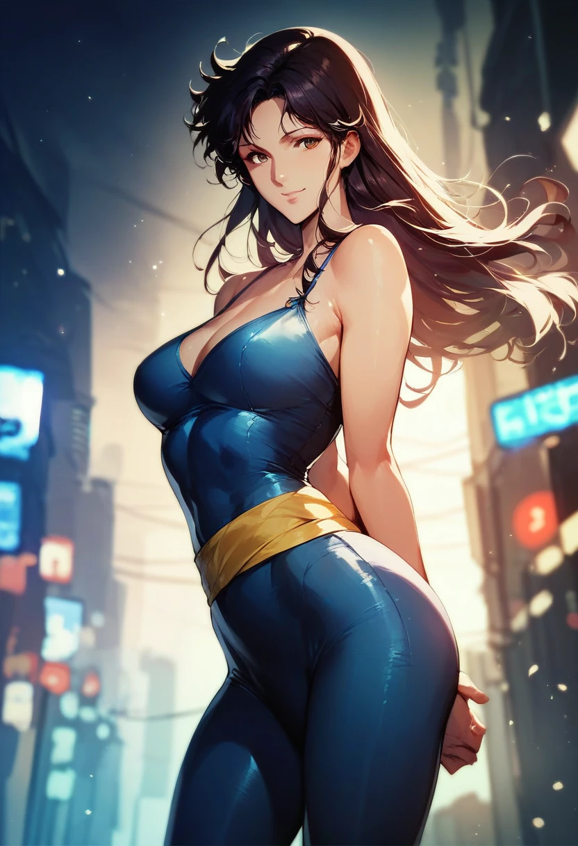 (1girl:1.3), (solo:1.2), curvy, (masterpiece:1.2), (best quality:1.2), (perfect anatomy:1.4), (dynamic pose:1.4), (confident:1.2), smile
coffeelove68, (thick lineart:1.2), soft lineart, (huge breasts:1.4), (cowboy shot:1.2), korra, long hair, (brown hair:1.2), black hair, blue eyes, ponytail, dark skin, dark-skinned female, topknot, (hair tubes:1.4), fur-trimmed jacket around waist, (blue halterneck top:1.3), armlet, vambraces, (bare shoulders:1.3), (arm_warmers:1.3), sleeveless, (shinjuku crossing:1.5), (tokyo:1.2), highrise buildings, (night:1.2), on the street, traffic lights,