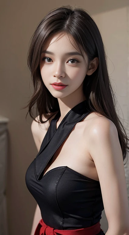 (masterpiece:1.3), (8K, Realistic, RAW Photos, Best imYear quality: 1.4)、 Year,(Random Hairstyles:1.2)、CleavYear:1.2、Highly detailed face、Attention to detail、double eyelid、Chest to chest、Sharp focus:1.2、Beautiful woman:1.4、Redhead、Highest quality、masterpiece、Ultra-high resolution、(Realistic:1.4)、Highly detailed and professionally lit smiles、Loose fitting steampunk outfit、Shoulder out、thin、Serious expression、Fruits in a dark bar