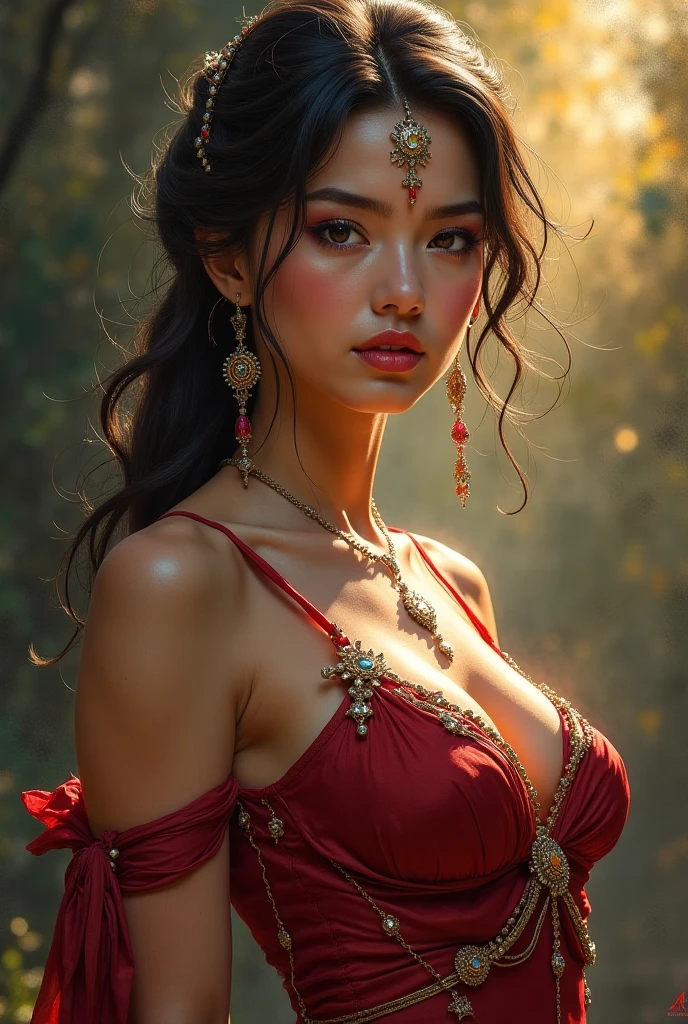 Masterpiece, realistic, photorealistic, 1girl, hyperrealistic, detailed face, beautiful detailed eyes, beautiful detailed lips, extremely detailed skin, long eyelashes, intricate details, cinematic lighting, dramatic lighting, color palette, chiaroscuro, oil painting, digital art, concept art, 8k, high resolution, ultra Detailed(🔥 Hot, 🛢️ day, ear of mediaeval period,Indian women as a wild forest 😺 cat (looking lustful ), strong Beautiful curvy full body, beautiful face,Indian milf showing (gigantic cleavage and saggy gigantic breast:1.2), hard eject nipples, (Soaked in sweat:1.1), erotic, seducing:1.2,, sexy facial expressions , (dress of cat with talls and ears clothes outfits),,valley, breastfeeding, tride in shibari, prime lens cinematic, (seducing cat poses) professional,