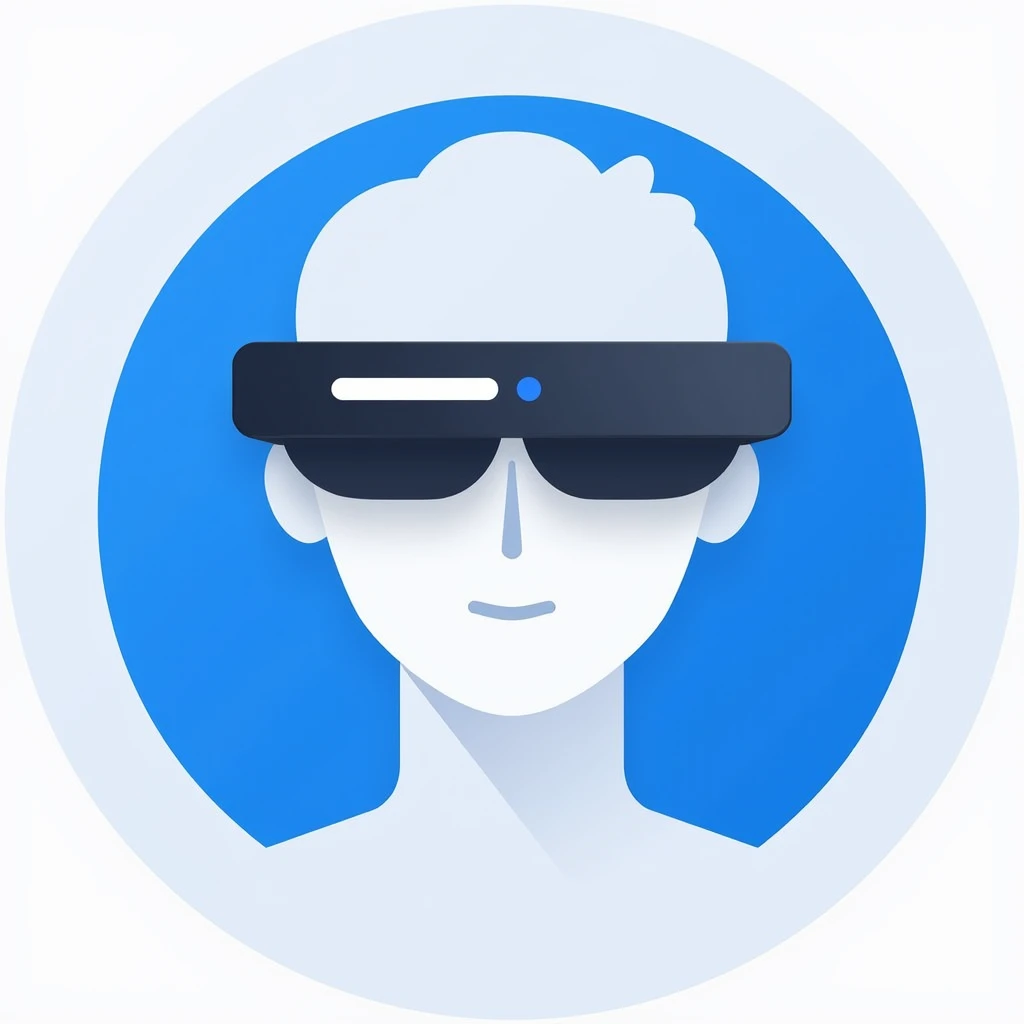 🌟 quality & Stil: Vector graphics, minimalistic, modern, clearly defined lines, Professionale Farbpalette (Blau, Grau, white for a technical, serious design), hoher Kontrast für gute Lesbarkeit
🎯 Symbol & Design:
genderless head in neutral form (z. B. stylized face or abstract outline)
Wears RealWear smart glasses (clearly recognizable design with side display arm)
Schlichtes, technical look icon without distractions
color palette: neutral tones (Grau, Blau, Schwarz) for a serious, modernes Look
🔥 Stimmung & Wirkung:
Innovativ, Technological, Professional, pioneering, unterstützt digitale Transformation
📏 Format & Nutzbarkeit:
square or round icon (512x512 px or 256x256 px), optimized for websites and mobile devices