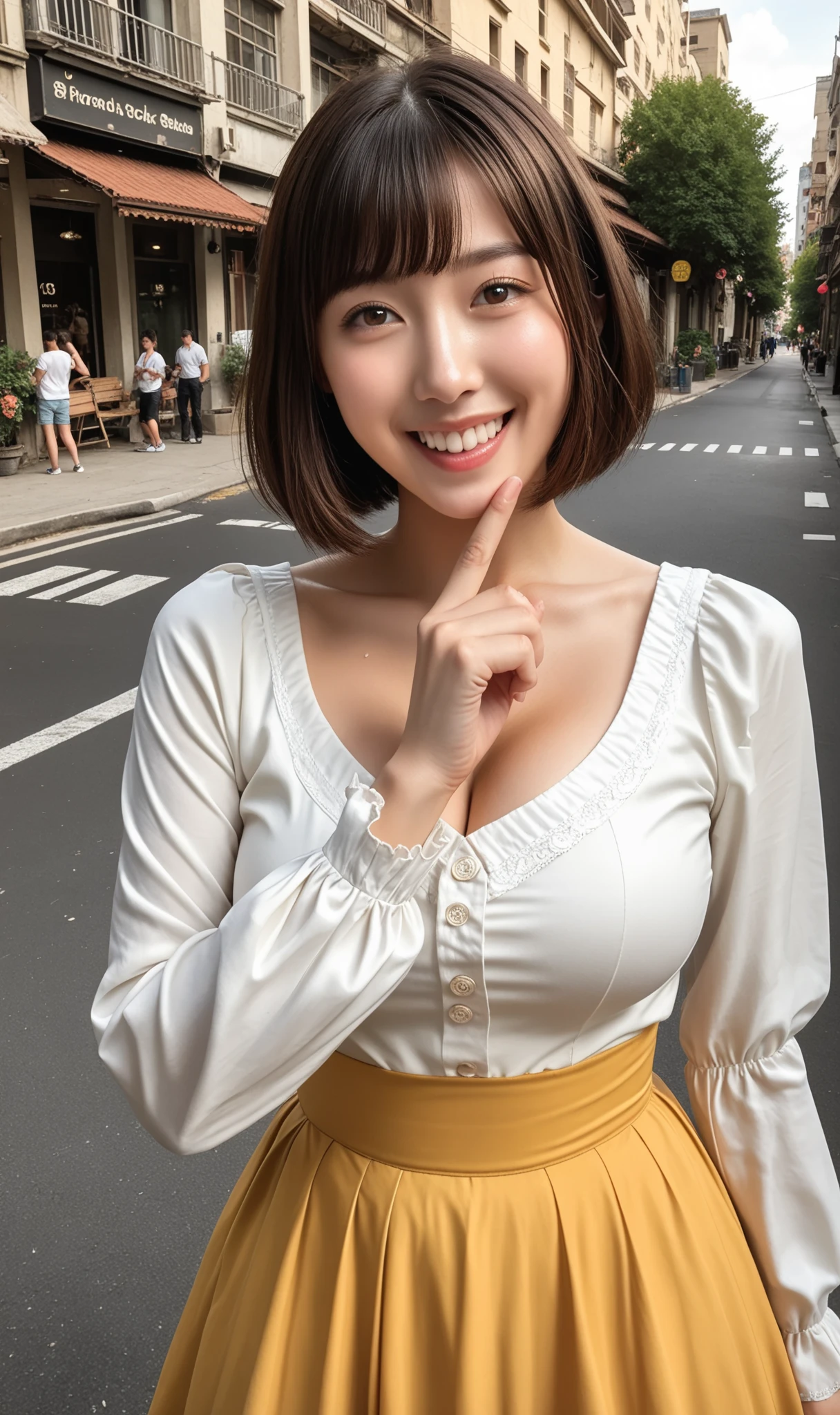 8k,((highest quality)),Very detailed,((masterpiece)),Realistic, masterpiece, highest quality, (Reality: 1.4), オリジナルphotograph, 35mm lens, Aperture f1.4, Movie Posters, Light and shadow,((Big Tits 1.1)),girl,Real Skin, (Skin Details: 1.3),Corrects your fingers into a beautiful shape,Two beautiful arms,Real fingers with attention to detail,High quality skin,photograph,short hair,((Shopping mall)),((Eating soft serve ice cream)),Age 25,((Big, wide eyes)),Voluptuous body,((Full Body Shot:1.3)),Ultra-high resolution,((Realistic: 1.4)), RAWphotograph,Beautiful colors,Backlight,Bright lighting,(Bright smile:1.5),One Woman,((T-Shirts)),skirt,snap shot,Portrait,