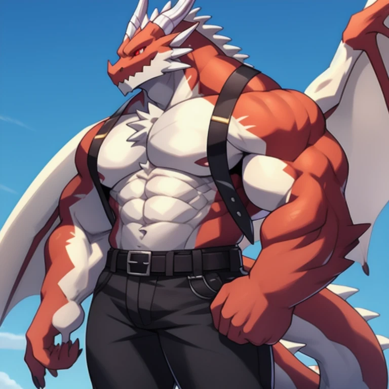 POV,top angle,sleep on stomach,lats,trapezius,butt lift,kemono, anthro (dragon), male, (dragon), muscular, back, red body, white belly ,sweat, ((correct anatomy)),stand up, sexy stand, white background, 1 boy, solo, wearing jockstrap, pain expression, canine tooth, hd, dark shadows, wide dynamic range, hdr, low light:1.2, front view, dragon, hairy, black and white fur, hairy, Sweating, Sparkling blue eyes, Big pink‚ with big‚ abs‚ handsome‚ sex, sad face, wearing white shirt, up view, high quality, super detail, short, 1080P, high quality, high quality, best quality, 8k, super detail, 16k, injury, bloods, full body, full view, whistle, look up
