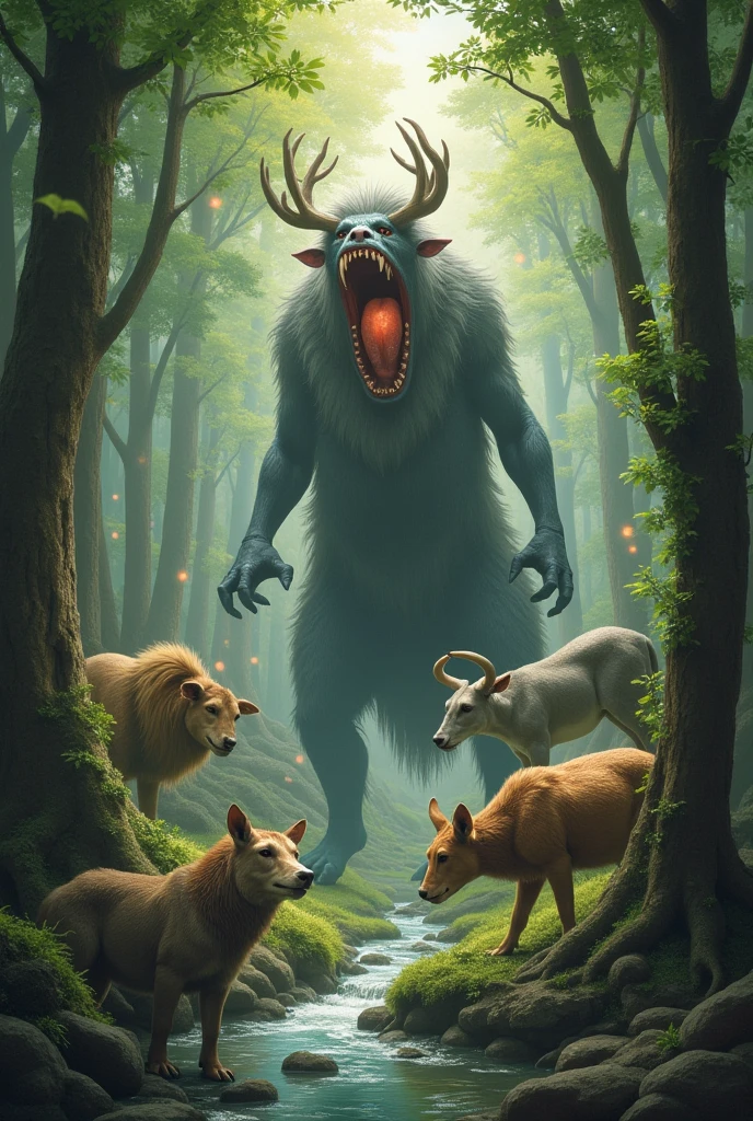 After this incident, Demon changed his behavior and started living well with the animals of the forest. Now there was an atmosphere of peace and happiness in the forest.