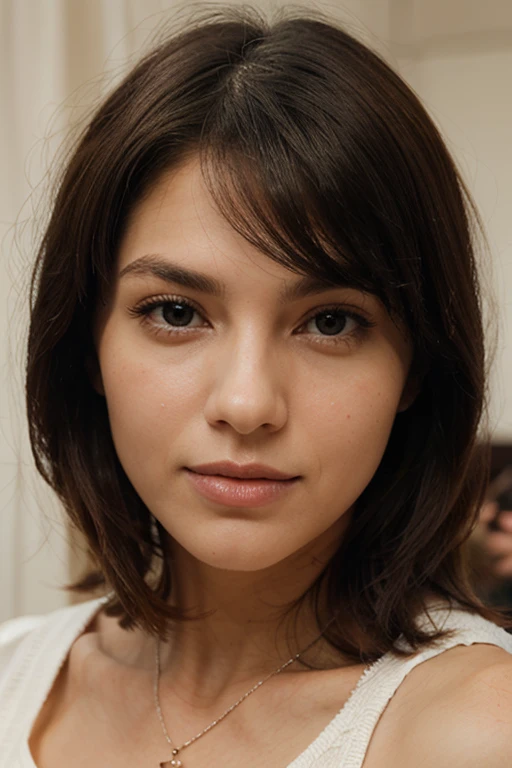 Beautiful adult girl with brown eyes