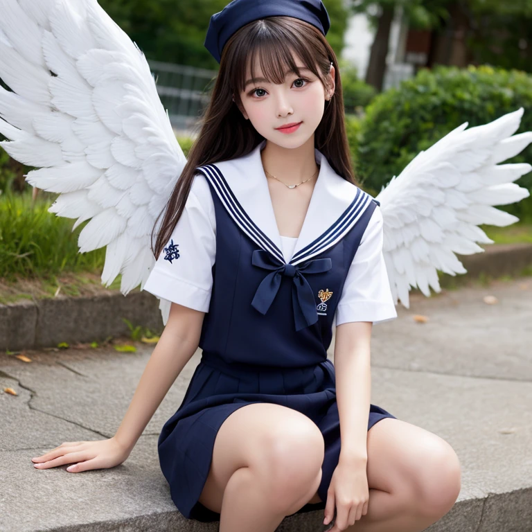 (RAW photo:1.2), (realistic), beautiful detailed girl, very detailed eyes and face, beautiful and detailed eyes, huge file size, High resolution, very detailed, highest quality, [table top:1.6], shape, very detailed, small details, highest quality, 8k wallpaper, movie lighting,Three 15-year-old female high school students, All in underwear, High school girl who became an angel, torn uniform, above the cloudsの世界で生活, Angel wings, above the clouds, torn uniformのシャツから白いブラジャーが見える,White panties are visible through the torn skirt, calm expression, slender body, young face, immature body, Exposed underwear