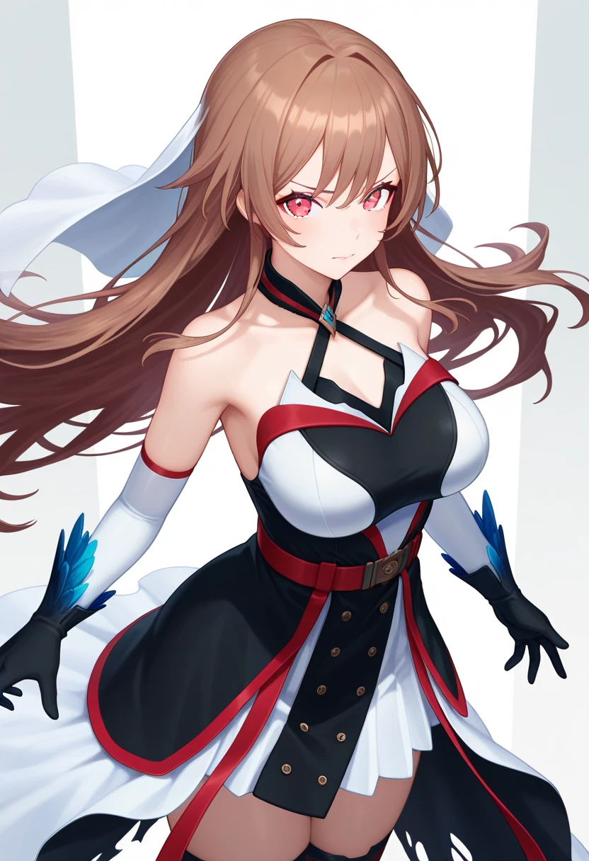 (masterpiece, best quality:1.2), solo, 1girl, strivejacko, smile, looking at viewer, hand on hip, compass rose halo, white bodysuit, gloves, belt, ankh <lora:guiltygear_strive_jackovalentine:1.0>