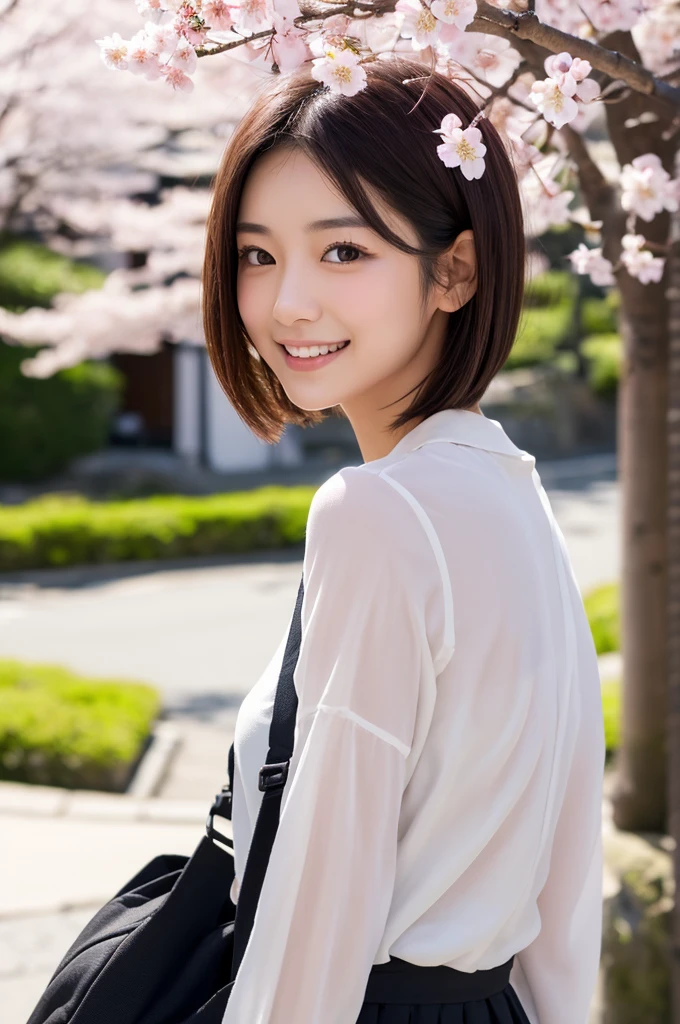 Japanese、18-year-old、Very slim、((Smiling))