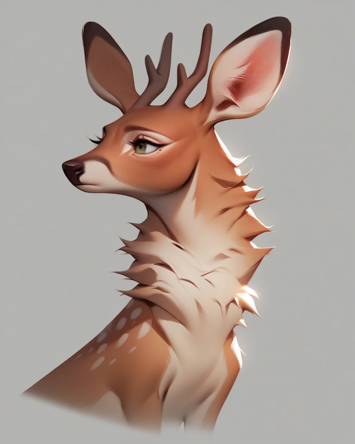 best quality,ultra-detailed,realistic,(portrait,photo-realistic:1.37),(furry:1.1),(anthro:1.1),solo,Deer,standing,male,beautiful detailed eyes,beautiful detailed lips,long eyelashes,hands behind back,wearing underwear,simple background,front view,by bebebebebe,by buta99,by inu-sama