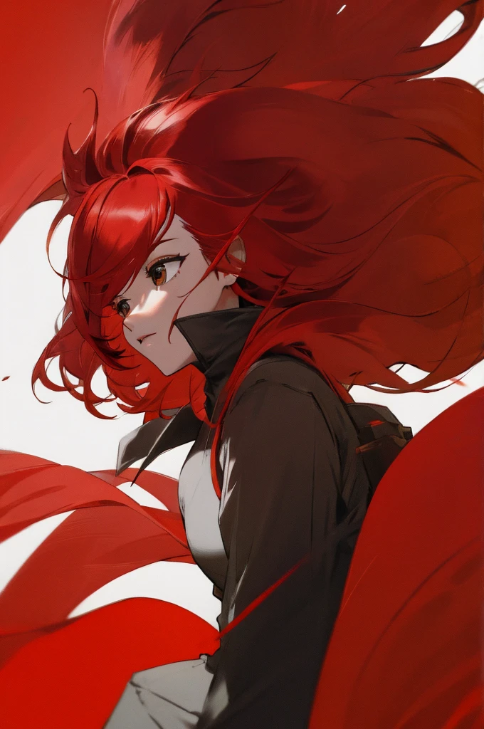 Best quality, masterpiece, teen, girl with red hair, magician, bangs, 