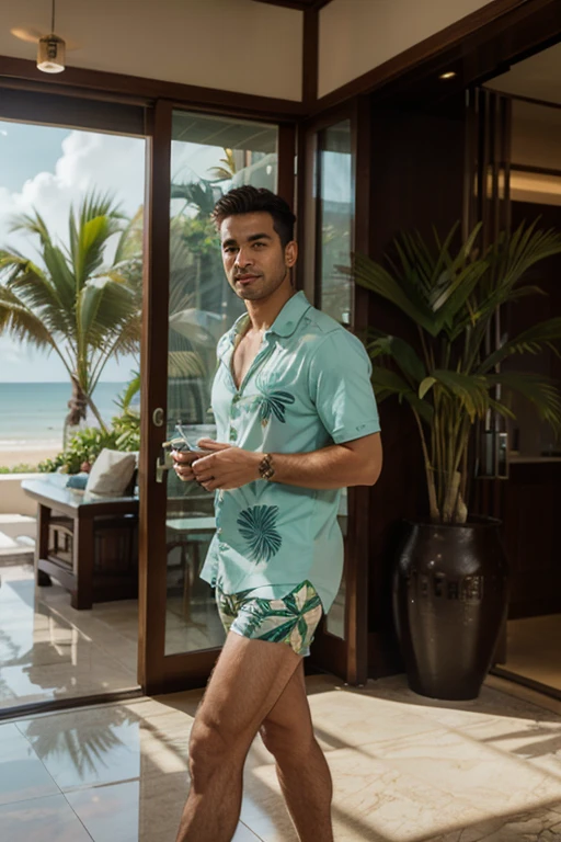 arafed man 25 years old hunk semi hairy at hawaiian party
