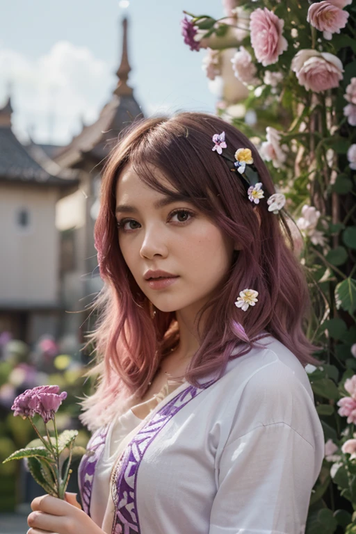 A (full body portrait:1.2) of a beautiful naked japanese girl with ((pink hair highlights:1.1) with (black hair highlights hairstyle:1.2)), beautiful detailed eyes, beautiful detailed lips, extremely detailed face, long eyelashes, skinny body wearing (loose floral kimono:1.2), sagging breast with soft skin, (bare shoulders:1.3), kneeling, elegant poses, innocent expression, smile looks, warm ambient, cinematic composition, highly detailed, photorealistic, digital art, vibrant colors, natural lighting, sunbeam, ethereal, simple background, looking forward, facing forward, front body front view, low angle, photon mapping