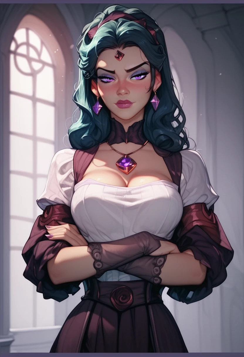 straight-on,pose,looking at viewer,BREAK,
CONCEPT_avanatika_devilwomen_ownwaifu,www.ownwaifu.com,
demon girl,long hair,horns,hair ornament,colored skin,flower,hair flower,breasts,red skin,pointy ears,demon horns,brown hair,yellow eyes,large breasts,side braid,
jewelry,bare shoulders,dress,off shoulder,necklace,choker,cleavage,red dress,off-shoulder dress,embroidered_dress,
<lora:CONCEPT_avanatika_devilwomen_ownwaifu:0.6>, BREAK, official art,extremely detailed CG unity 8k wallpaper, perfect lighting,Colorful, Bright_Front_face_Lighting,shiny skin, (masterpiece:1.0),(best_quality:1.0), ultra high res,4K,ultra-detailed, photography, 8K, HDR, highres, (absurdres:1.2), Kodak portra 400, film grain, blurry background, (bokeh:1.2), lens flare, (vibrant_color:1.2),professional photograph, (beautiful_face:1.5),