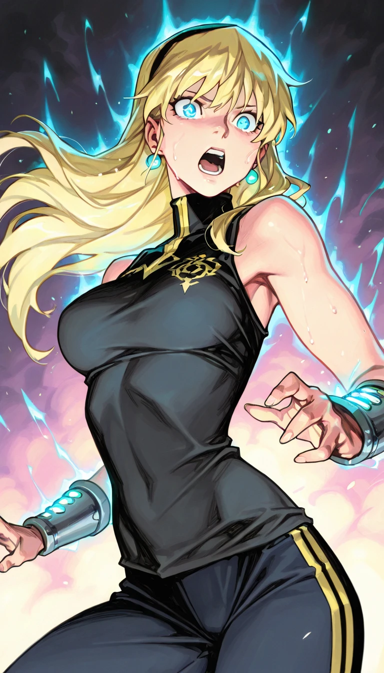 solo, flat painting, matte skin, very easy drawing, elf, blonde hair, green eyes, clear skin, healthy skin, blue simple dress, skin without tattoos, Spot-free skin, Hourglass Body,