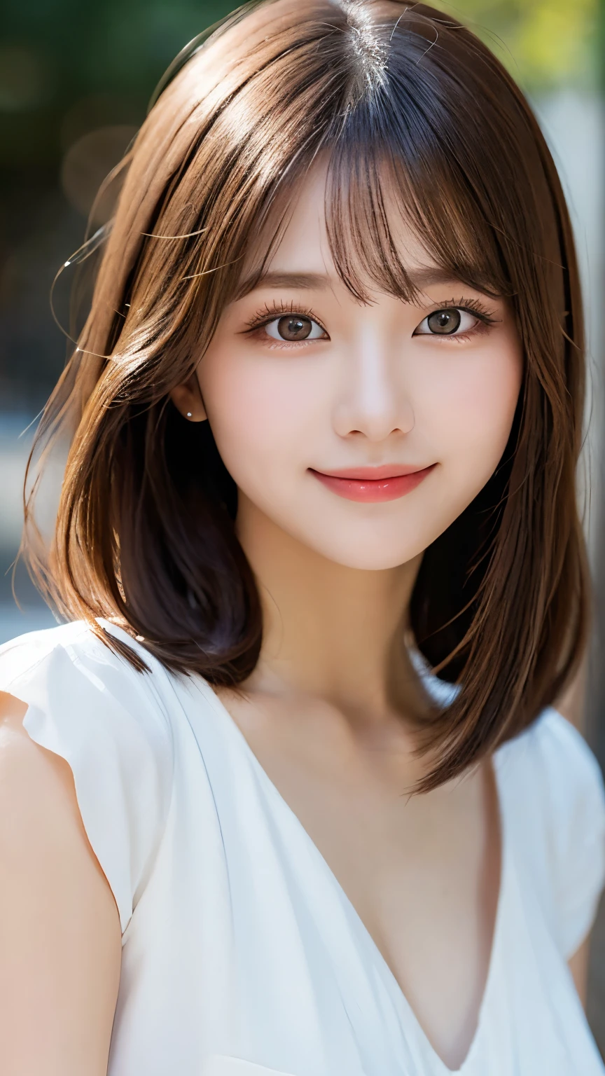 closeup shot , Best picture quality (8K, high resolution, Masterpiece: 1.2), super detailed, 215 Short Hair, 16-year-old woman,
Close-up of face
, random cute pose ,big eyes ,Puffy eyes , Heart Pupil, blush , huge shy smile , salute