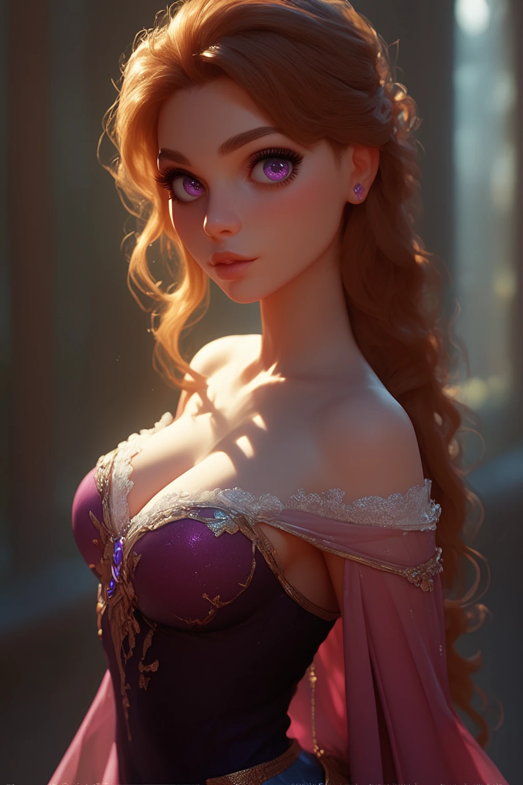 Elsa,chubby face,invent,face detail,blush,purple eye shadow, rose in hair,arise from,simple background, looking to the side,half shirt, White dress, No blouse, without bra, visible peak on chest, (big tits) (big breasts) (Fully exposed chest) ( naked and visible nipple) (big tits) (big breasts) (Fully exposed chest) ( naked and visible nipple) big tits) (big breasts) (Fully exposed chest) ( naked and visible nipple