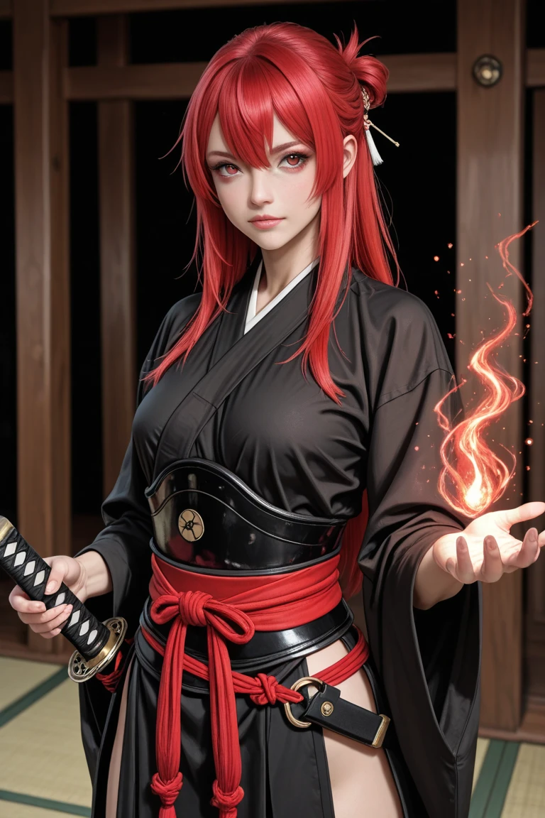 Create me a female Demon Slayer character: Kimetsu no Yaiba that is a demon hunter with the following characteristics: ( reddish hair very physically beautiful 20 years old