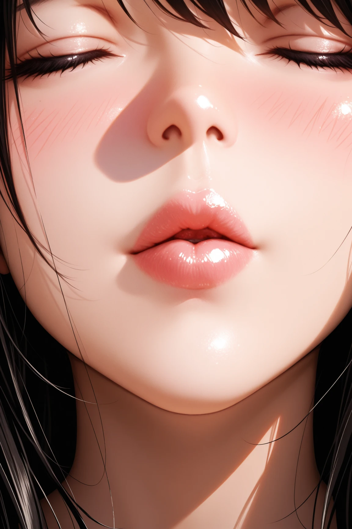 ((NSFW))、masterpiece、最high quality、high quality、best image quality、8K、最High resolution、High resolution、最high quality、RAW photo、Blowjob写真、((Extreme close-up of the upper body))、Realistic human body with detailed details、Realistic skin in every detail、Realistic face in every detail、Realistic eyes in every detail、Realistic lips in every detail、Realistic teeth in every detail、Realistic ears with attention to detail、Realistic hair with detailed details、Realistic chest with attention to detail、Realistic areola with detailed details、Realistic nipples with attention to detail、Realistic arms with attention to detail、Realistic hands with attention to detail、Realistic fingers with attention to detail、(fine hands、thumb1reference4)、((beautiful japanese girl))、(japanese model), (japanese woman)、((18 year old beautiful girl))、(black hair)、(straight hair)、((Beautiful breasts directed upwards、Medium chest))、(slim style、slender style)、(Full body glossy skin、Fair skin)、((full nude))、((All nude))、Detailed and realistic human body、detailed realistic skin、detailed realistic face、detailed realistic arms、Detailed realistic fingers、Detailed realistic feet、Detailed realistic female breasts、in a dark basement、Stone pavement with an eerie and cold atmosphere、a lot of sweat on the body(full of sweat:1.3), (Realistic male human body with details)、(muscular man)、((multiple men))、((detailed realistic penis))、((Length 30cm、A magnificent penis with a thickness of 6cm))、((real raw penis))、Group SEX、集団Blowjob、((There are many men standing around the girl.))、(((A man is seen pushing his penis into her mouth)))、((Insert your penis into your mouth))、((put penis in mouth))、((put penis deep in throat))、((Suck dick))、((Blowjob))、((ストロークBlowjob))、((バキュームBlowjob))、((deep throat))、Angle looking down on the girl from above