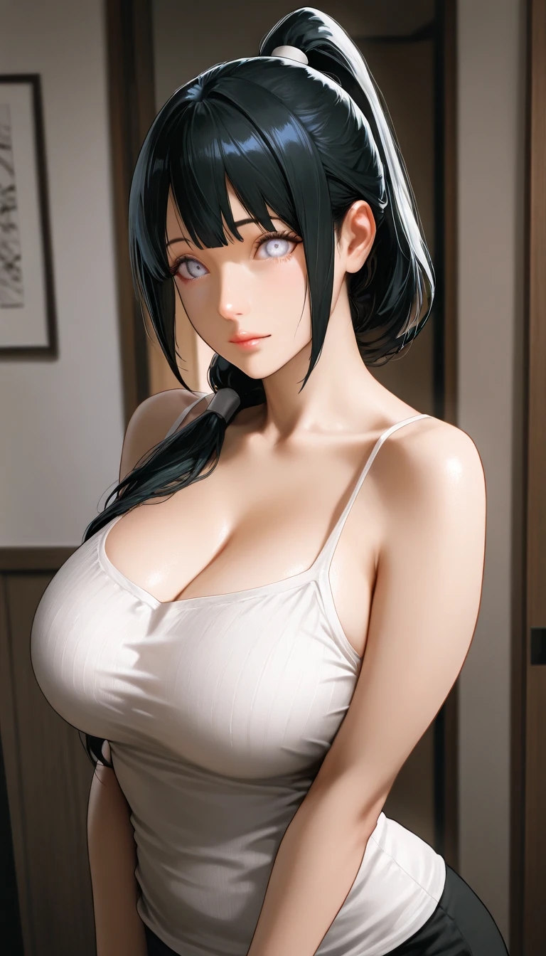 （（（Perfect figure，figure，purple hoodie，brown pants， （（（hyuugahin，hyuugahin，hinata\(boruto\)，hyuugahin, "black long hair", blue eyes,blunt bangs））），S-shaped figure:1.7））），((masterpiece)),high resolution, ((Best quality at best))，masterpiece，quality，Best quality，（（（ Exquisite facial features，looking at the audience,There is light in the eyes，blush，Happy，nterlacing of light and shadow，huge ））），（（（looking into camera，Bend forward，in the bathroom，body against glass）））