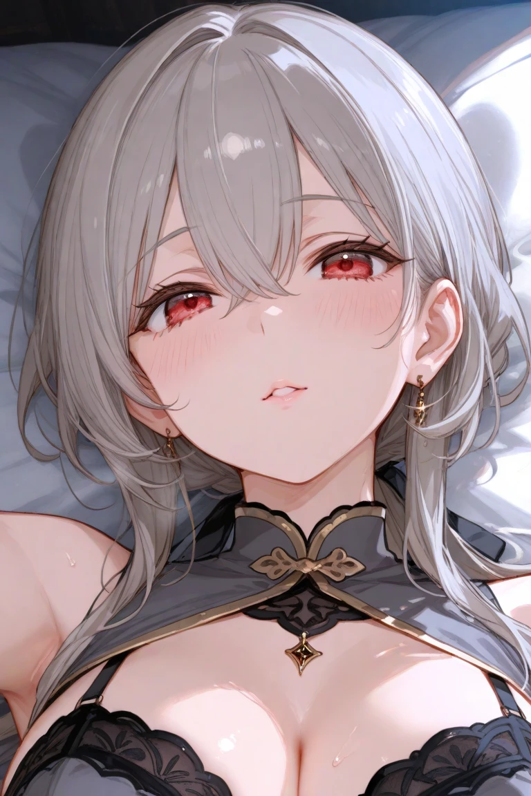 8k, highest quality, masterpiece:1.2, Super Detail, Gray Hair、 China dress、very, very big breasts、Very large breasts、Provocative clothing、No eye highlights