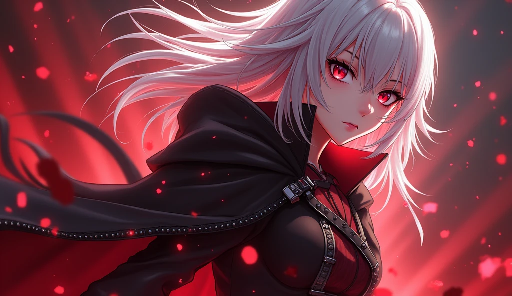 anime girl with red eyes and white hair