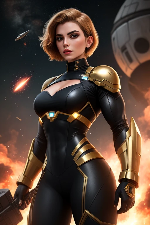 1 woman, masterpiece, (android 18) dragonball z, detailed eyes, lips, nose, enjoying a day out in a new planet fantasy world futuristic, illustration Nappa