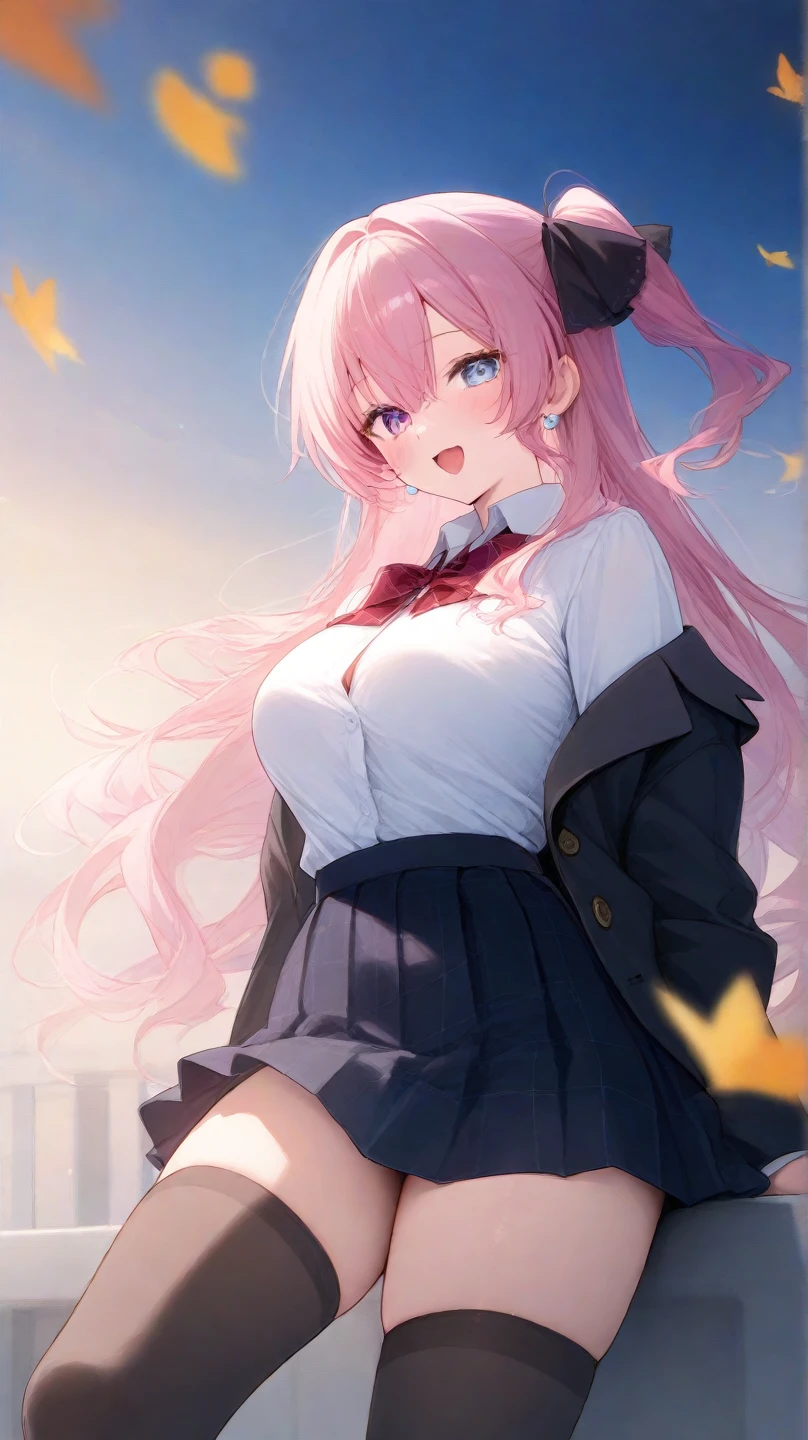 (1 girl),(high quality), (High resolution), (extremely detailed), (8K),(lower body shot),(She is wearing panties under her school uniform and short navy pleated skirt.),(wearing black knee-high stockings)not wearing shoes,perfect writing,(Beautifully erect nipple shape:1.2),High resolutionの美しい目,(neutral white lighting:1.2),Dancing in another world with strong winds