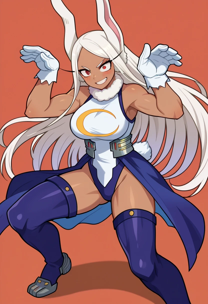 <lora:miruko:0.8>, miruko, (masterpiece, best quality,perfect lighting), 1girl, solo, smirk, action pose, leotard,
