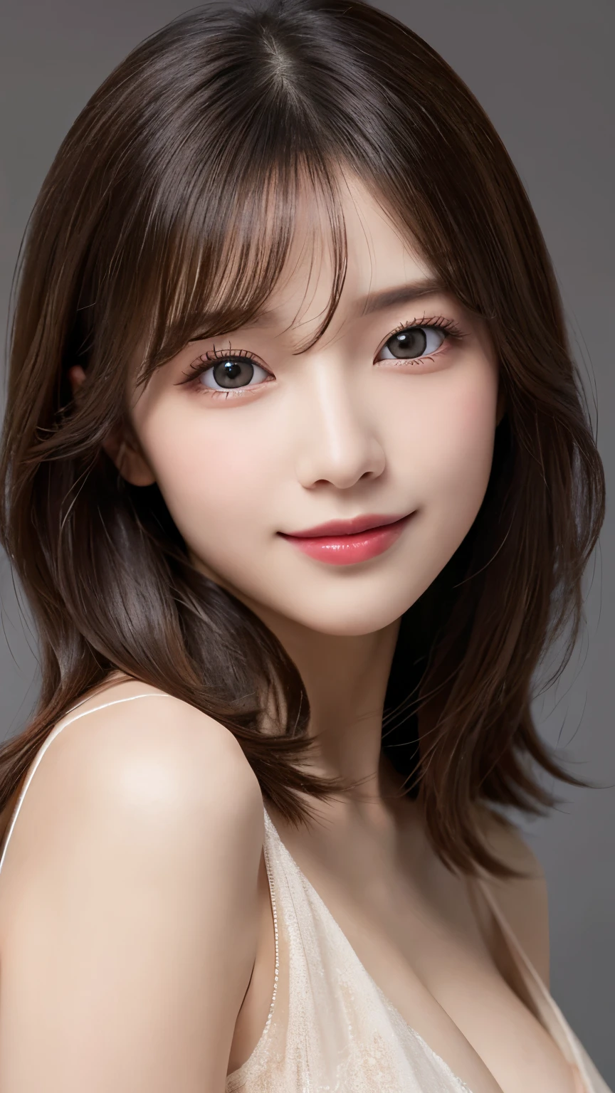 muste piece, highest quality, illustration, super detailed, finely, High resolution, 8k wallpaper, perfect dynamic composition, detailed and beautiful eyes, Down jacket,wavy hair,small breasts natural color lip, bold sexy pose,smile、20 year old girl、cute、sexy shot looking at camera,RAW photo,messy hair
