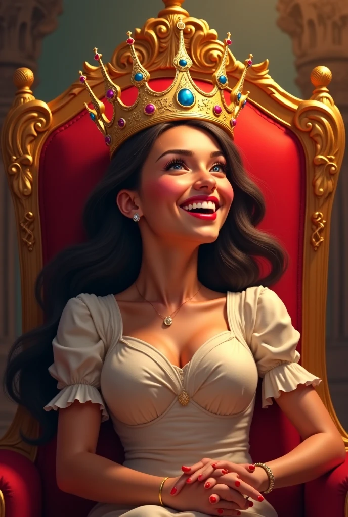 ((best quality)),((highly detailed)),masterpiece,absurdres,detailed face,beautiful face,(detailed eyes, deep eyes),((dynamic pose)),  1girl, Vanica, eyepatch, black hair, solo, tongue, crown, tongue out, red eyes, short hair, fur trim, smile, tiara, full body, cape,                                                                           
                                                                                                                                        , white background, blank background