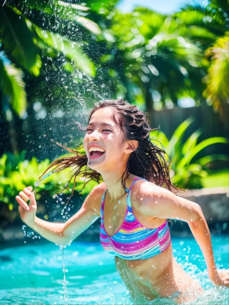 8-year-old in a swimsuit