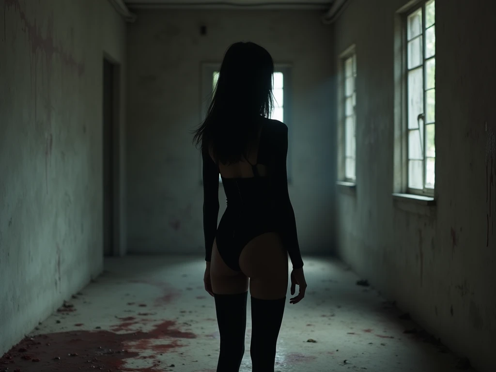 Creppy  nude hospital  goth woman  muscle  body  toilet 
