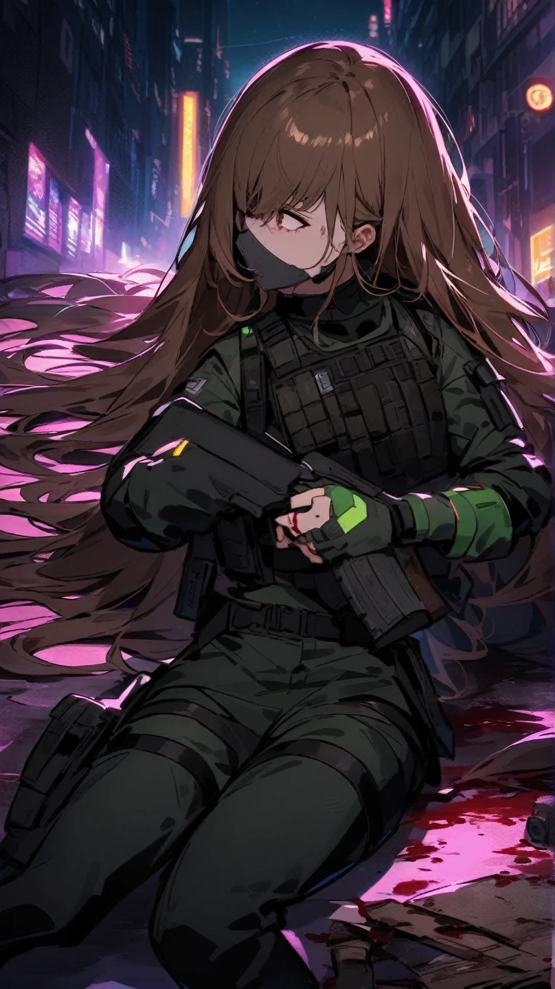 Senritsu no Tatsumaki,one punch man,medium breast,neon, 1 girl,8k,hight detail,perfect anatomy,warzone background,night time,rain day, good weather effects,(blood 1.5),fire,physcho look