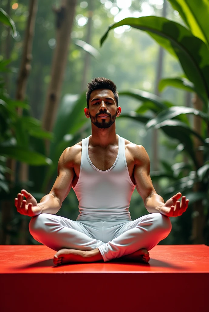 A man meditating in a reflective pose, meditating. The image should evoke a sense of inner peace, clarity, and harmony. The image should represent the concept of personal growth and emotional balance.