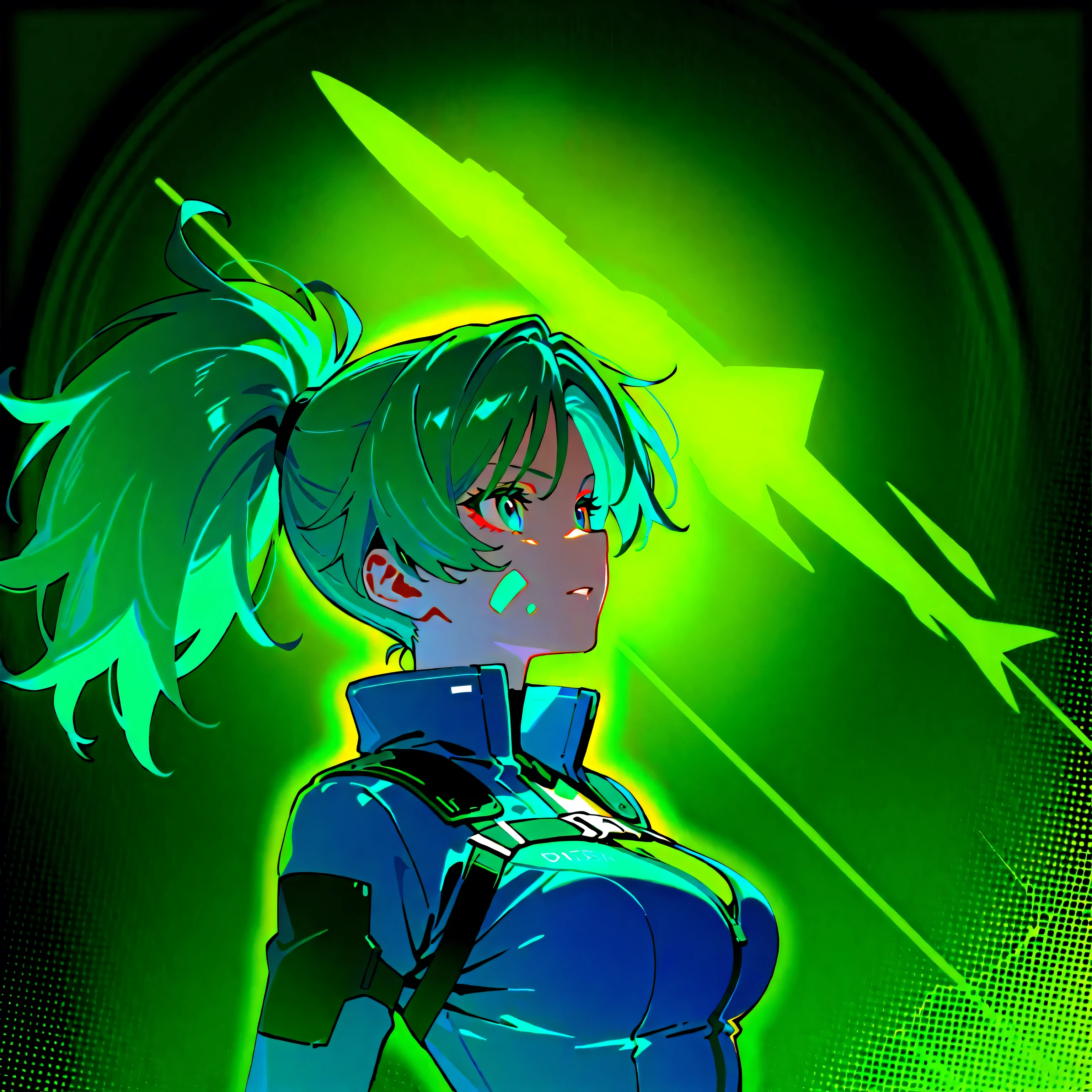 	•	Head:
	•	The character has a youthful and focused expression, with a serious and determined look in their eyes.
	•	Bright blue hair is styled into a high ponytail that stands upright, with the ends tied up using a colorful band.
	•	The character has sharp, pointed ears that add to the sleek and agile appearance.
	•	The eyes are large and expressive, framed by a pair of dark blue, angular eyebrows. The character wears a black headband that helps to keep the hair and accessories in place.
	•	Accessories:
	•	The character is equipped with a pair of black and green armbands on each forearm, adding to the sporty and combat-ready appearance.
	•	A large, futuristic water gun is held in both hands, primarily green with blue and red accents. The design is sleek and resembles a high-tech weapon.
	•	The character also carries a cylindrical tank on their back, connected to the water gun by a green hose, indicating that it holds additional ammunition.
	•	Upper Body:
	•	The character wears a white short-sleeved top with black sleeves and a green collar. The top is fitted and functional, designed for easy movement and agility.
	•	The top has a small, subtle logo on the lower side, adding to the overall modern and sleek design.
	•	Lower Body:
	•	The character wears dark blue shorts that match the sporty and combat-ready theme of the outfit. The shorts are short and allow for maximum movement during action.
	•	On the feet, the character sports chunky, purple, and green sneakers with white soles. The shoes are designed for comfort and agility, with a thick sole providing extra support during movement.

one person&#39;s, alone, Simple Background, Anatomically correct,male