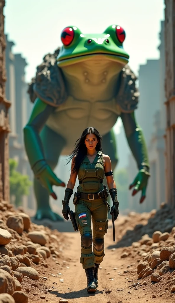 there is a woman standing in front of a giant dinosaur statue, frame from prometheus movie, scene from the movie prometheus, scene from prometheus movie, still from movie dune, movie still of the alien girl, still frame from prometheus, fantastic planet, an epic scifi movie still, epic scifi movie still, movie still of a alien cyborg --auto --s2