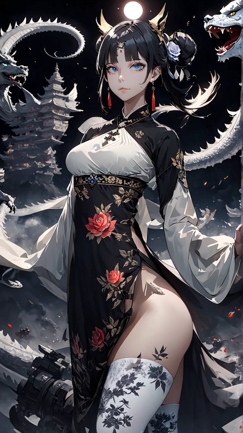 (masterpiece, best quality: 1.2), traditional Chinese ink painting, A cute 18 year old female with medium  breasts, sexy white lace , Oversized dress :1.5, Couch, Ultra-detailed face, Detailed eyes, Double eyelid, sfw , long dress,