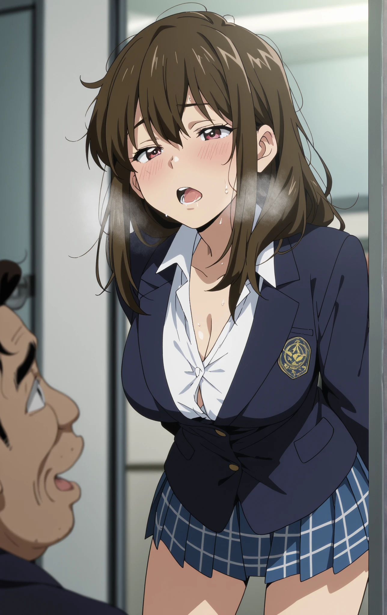 Jujutsu Kaisen,Nobara Kugisaki , woman,(Highest quality, 4K, 8k, High resolution, masterpiece:1.2), Very detailed, ((alone,)) ((Ahegao)),Drooling,Sticking out tongue、blush、get drunk、Big Breasts、Brown Hair, Brown eyes, short hair, Looking at the audience,上per body, aquashout, shout, Open your mouth, Cry with your eyes open,上per body, Ahegao