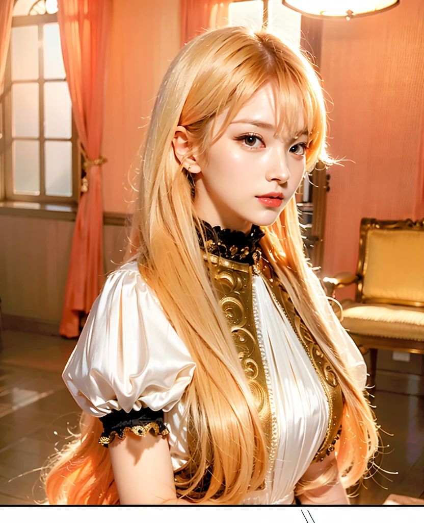 a close up of a woman with long blonde hair wearing a black dress, lalisa manobal, white hime cut hairstyle, with white long hair, with long white hair, lalisa manoban of blackpink, chinese girl, anime girl cosplay, palace , a girl in hanfu, traditional chinese, asian girl with long hair, long white hair and bangs