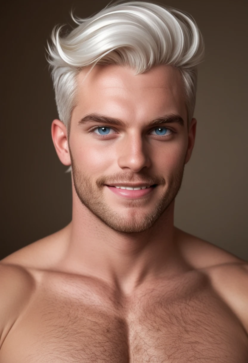 Mystical man with a body that is half man, half snake, aged 29 years old, blonde, medium hair, white skin, trimmed beard, seductive and sweet eyes.