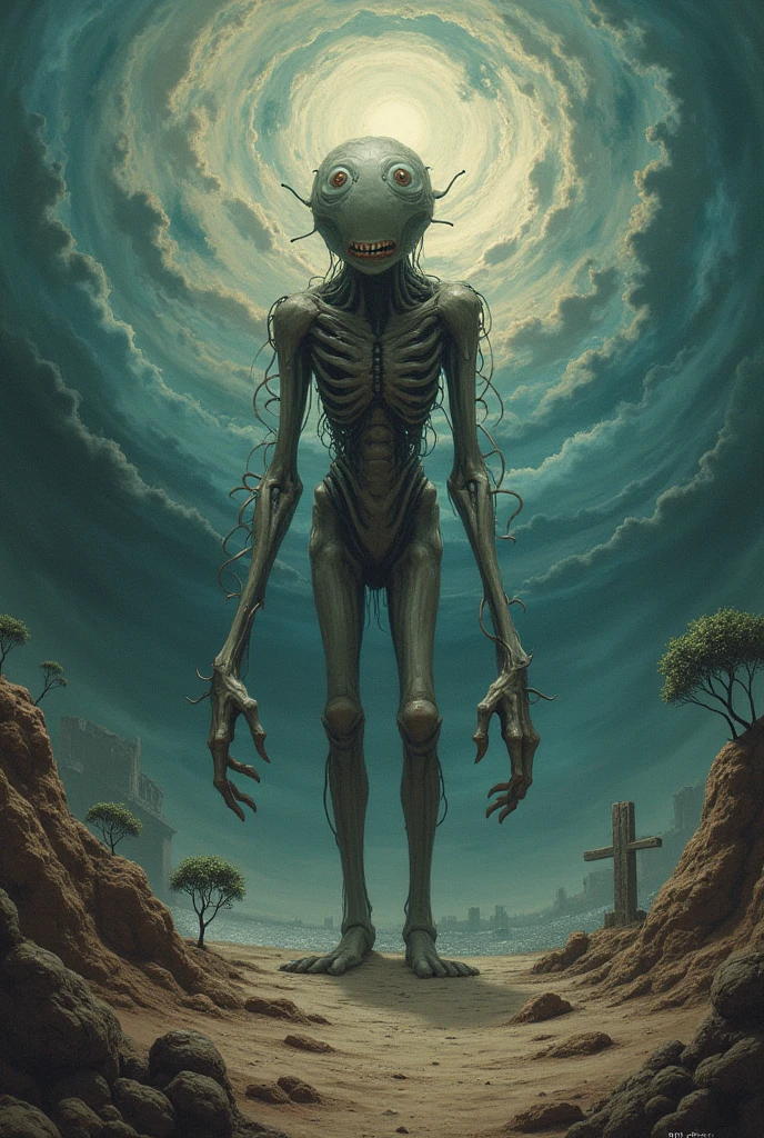 1boy, full body, scp096, bald, creepy, alien, standing, attacking, mouth and eyes wide open, standing in a field, grass, sun, daylight, <lora:scp096:1>