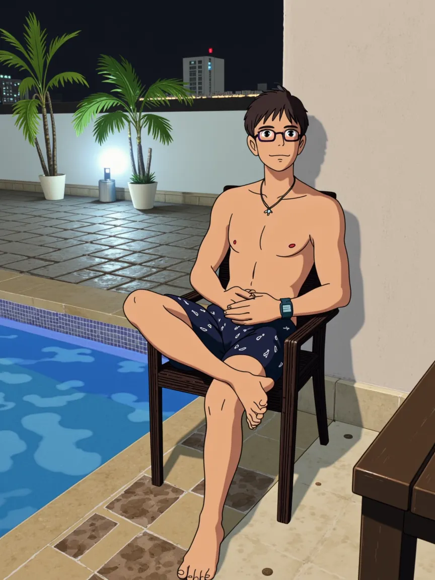 score_9, score_8_up, score_7_up, source_anime, rating_safe, intricate details, (photorealistic:0.6), looking at viewer, depth of field, 1boy, solo, male focus, <lora:shinra_kishitani_pony:0.88>, shinra_kishitani, black hair, black eyes, glasses, wide angle, wide shot, full body, cabin, forest, campfire, dark, singing, expressionless, , <lora:sdxl_lightning_8step_lora:1>